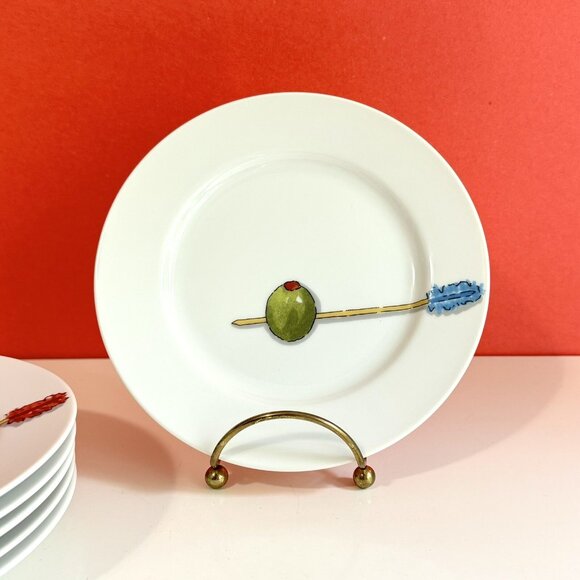 Crate and Barrel Tidbit Plates by Nancy Green ~ Assorted Food Theme ~ EUC - Picture 3 of 9